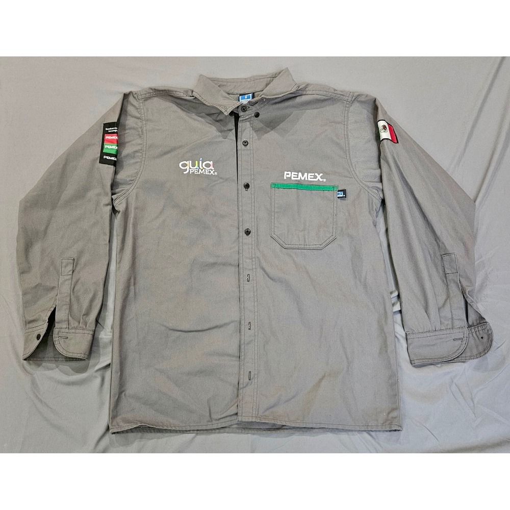 Brisco Pemex Work Shirt Mens XL Long Sleeve oil petroleum nationalism Mexico